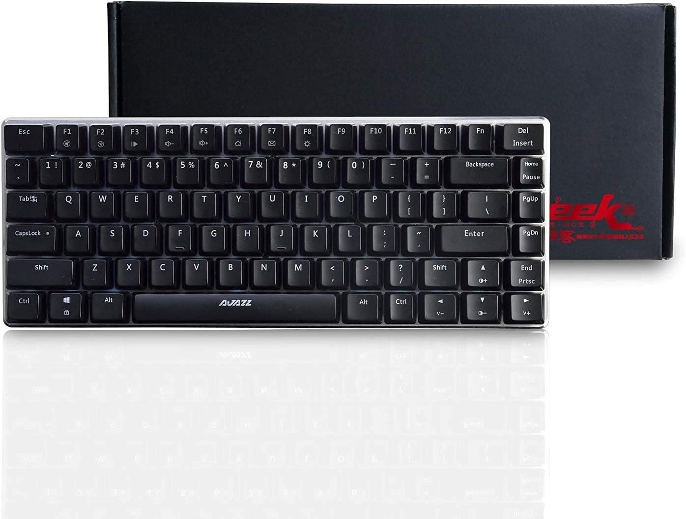 UrChoiceLtd AK33 LED-achtergrondverlichting Anti-ghosting USB Bedraad mechanisch gamingtoetsenbord Zwarte schakelaars voor kantoor, typisten en spelletjes spelen (zwarte schakelaar, zwart)