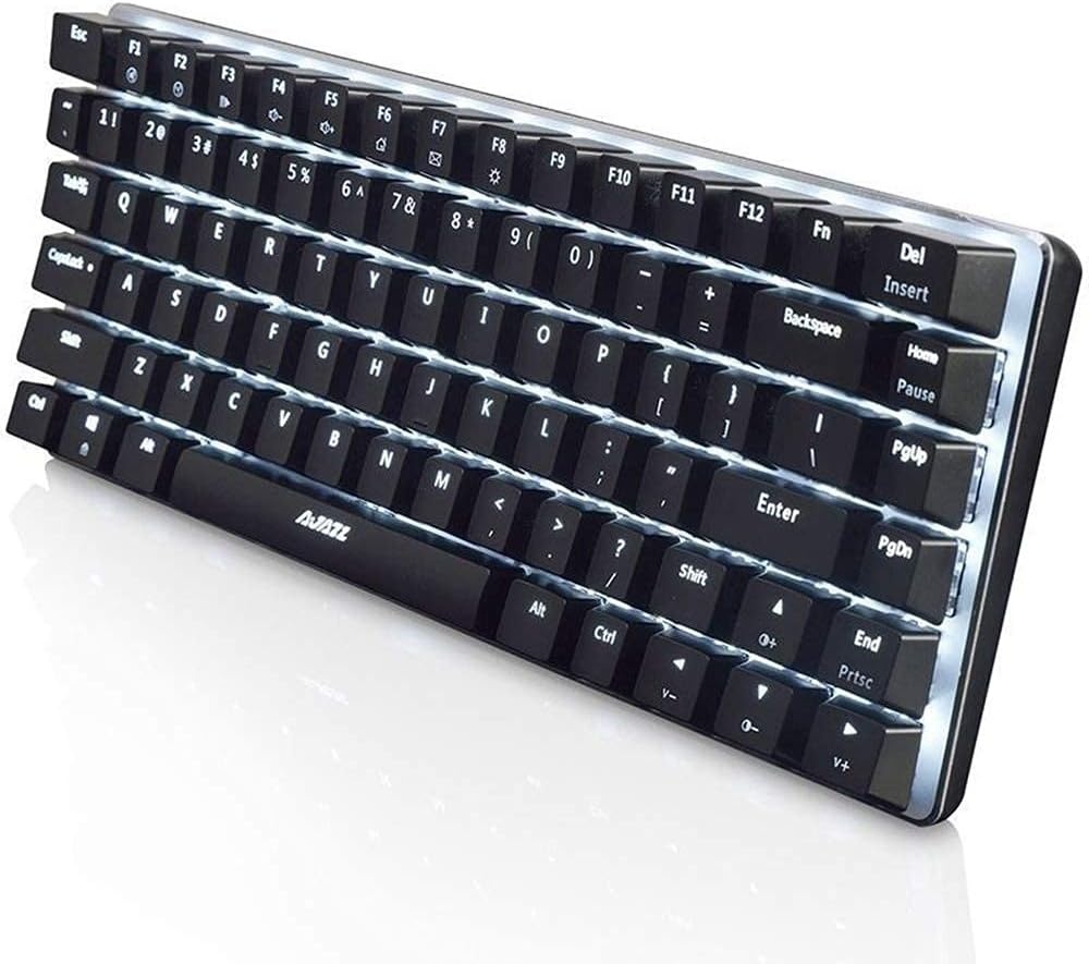 UrChoiceLtd AK33 LED-achtergrondverlichting Anti-ghosting USB Bedraad mechanisch gamingtoetsenbord Zwarte schakelaars voor kantoor, typisten en spelletjes spelen (zwarte schakelaar, zwart)
