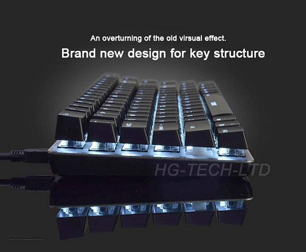UrChoiceLtd AK33 LED-achtergrondverlichting Anti-ghosting USB Bedraad mechanisch gamingtoetsenbord Zwarte schakelaars voor kantoor, typisten en spelletjes spelen (zwarte schakelaar, zwart)