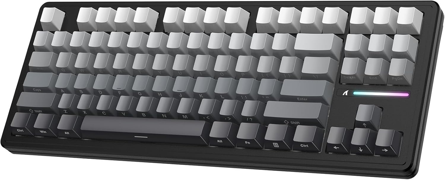 ATTACK SHARK M87PRO TKL Draadloos Mechanisch Gamingtoetsenbord, BT5.0/2.4G/USB-C Bedraad Hot Swap RGB-Toetsenbord Us-Indeling, Lineaire Witte Schakelaar Met Gradiënt Zijprint - Maanverlichte Nacht