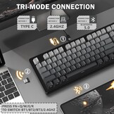 ATTACK SHARK M87PRO TKL Draadloos Mechanisch Gamingtoetsenbord, BT5.0/2.4G/USB-C Bedraad Hot Swap RGB-Toetsenbord Us-Indeling, Lineaire Witte Schakelaar Met Gradiënt Zijprint - Maanverlichte Nacht