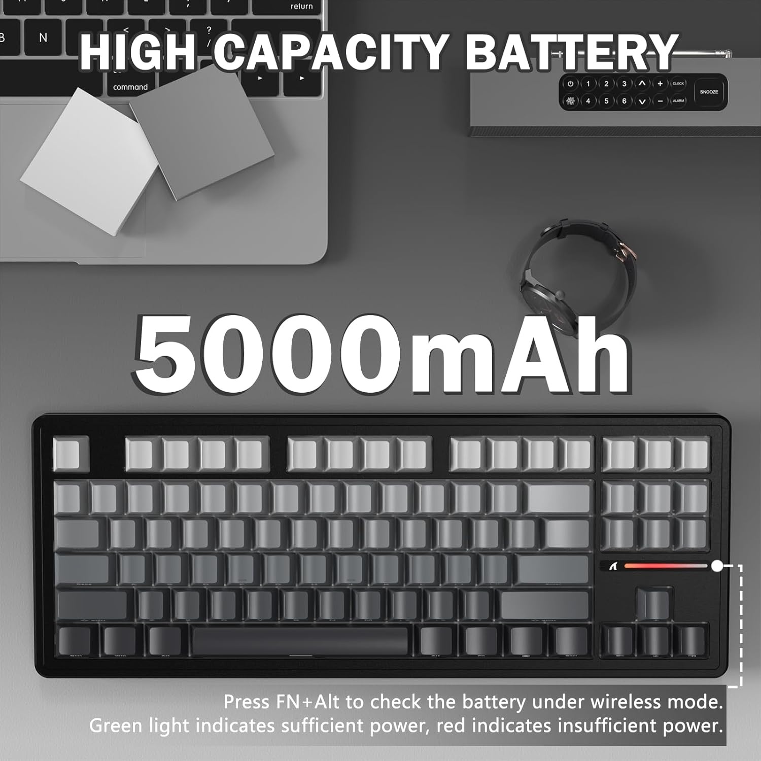 ATTACK SHARK M87PRO TKL Draadloos Mechanisch Gamingtoetsenbord, BT5.0/2.4G/USB-C Bedraad Hot Swap RGB-Toetsenbord Us-Indeling, Lineaire Witte Schakelaar Met Gradiënt Zijprint - Maanverlichte Nacht