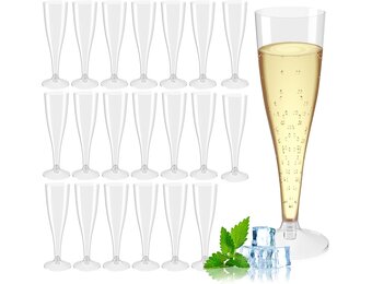 Champagneglazen, 20 stuks champagneglazen, plastic, 100 ml, champagneglazen, plastic voor champagnereceptie, feest, picknick, wijnbeker, verjaardag, bruiloft