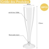 Champagneglazen, 20 stuks champagneglazen, plastic, 100 ml, champagneglazen, plastic voor champagnereceptie, feest, picknick, wijnbeker, verjaardag, bruiloft