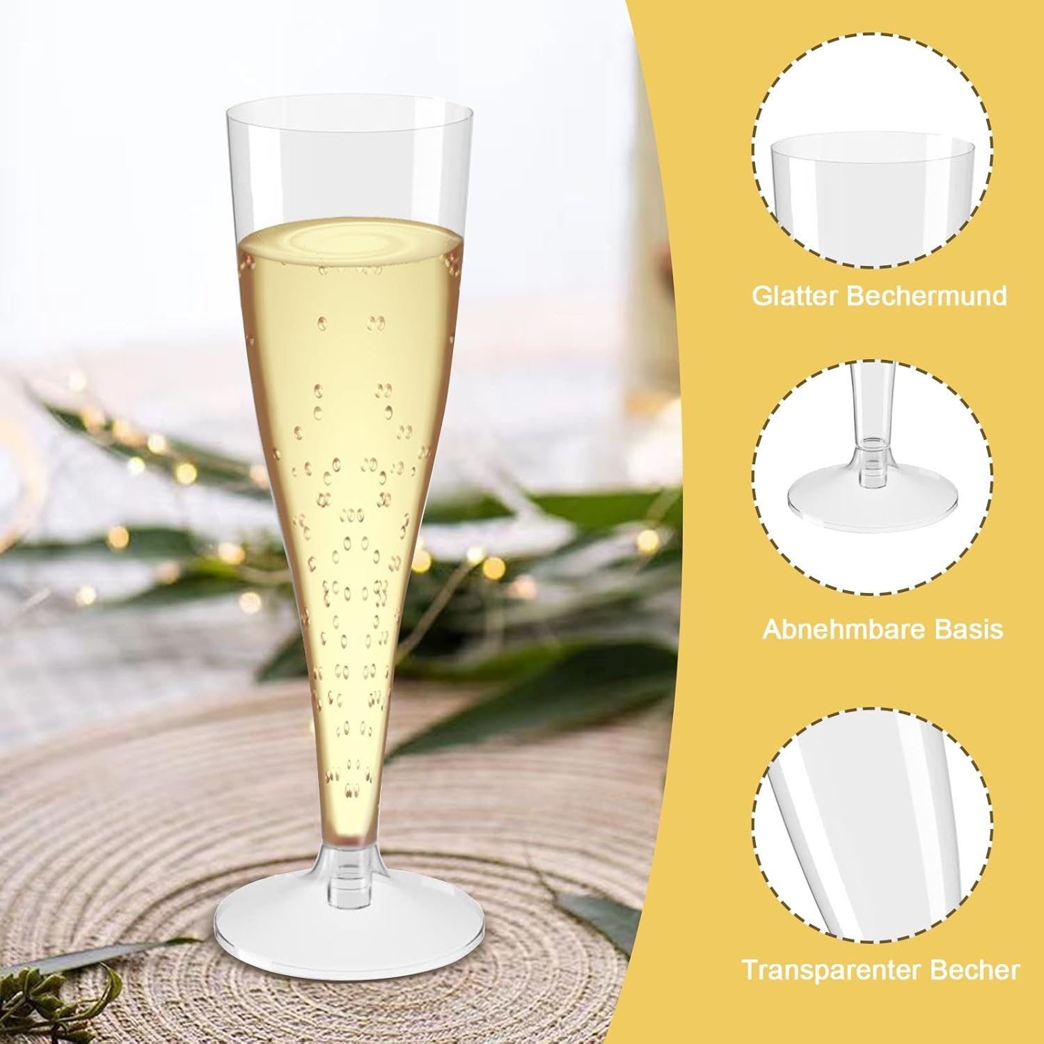 Champagneglazen, 20 stuks champagneglazen, plastic, 100 ml, champagneglazen, plastic voor champagnereceptie, feest, picknick, wijnbeker, verjaardag, bruiloft