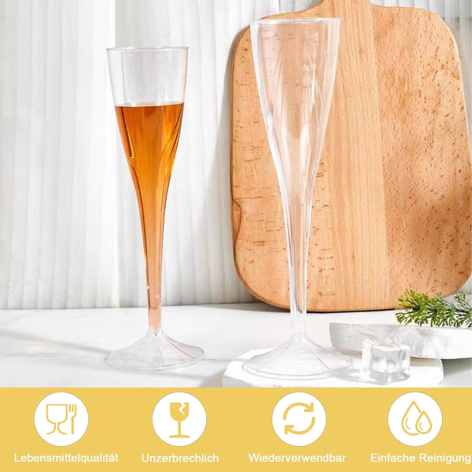 Champagneglazen, 20 stuks champagneglazen, plastic, 100 ml, champagneglazen, plastic voor champagnereceptie, feest, picknick, wijnbeker, verjaardag, bruiloft