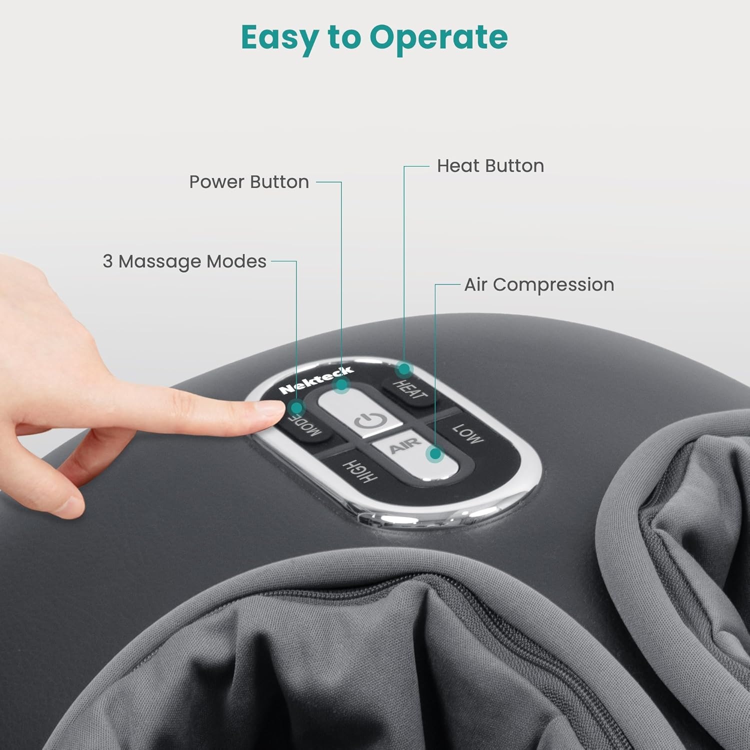 Nekteck Shiatsu Voetmassageapparaat met Warmte, Voet- en Kuitmassageapparaat met Massageroller, Lichtgewicht en Compact voor Circulatiepijn Verlichting, Geschikt voor Kantoor en Thuis (Grijs)