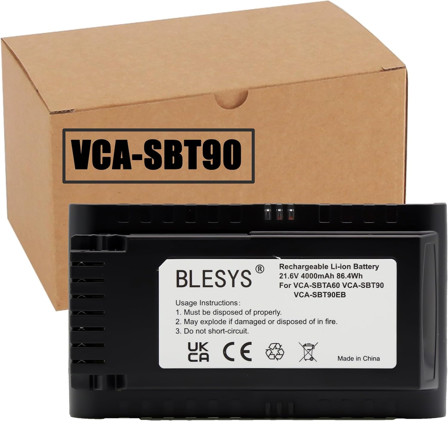 BLESYS VCA-SBT90 VCA-SBT90/XAA VCA-SBT90E VCA-SBT90E/VT Accu voor Samsung Jet 90 Jet 70 Jet 75 stofzuiger 21,6V 86,4Wh Vervangingsaccu VS15T7031R1/EN VS15T7032P4 VS20B75ACR5 VS20B75AGR1/GE VS20B75BDR5