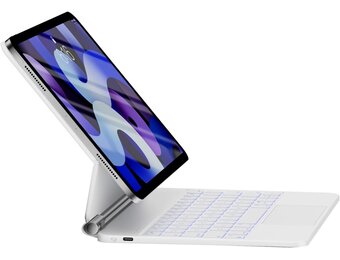 HOU Toetsenbordhoes voor iPad Air 5e, Air 4e generatie 11 inch en 11 inch iPad Pro (3e/2e/1e) generatie, drijvend magnetisch ontwerp, multi-touch trackpad, 7 kleuren achtergrondverlichting,