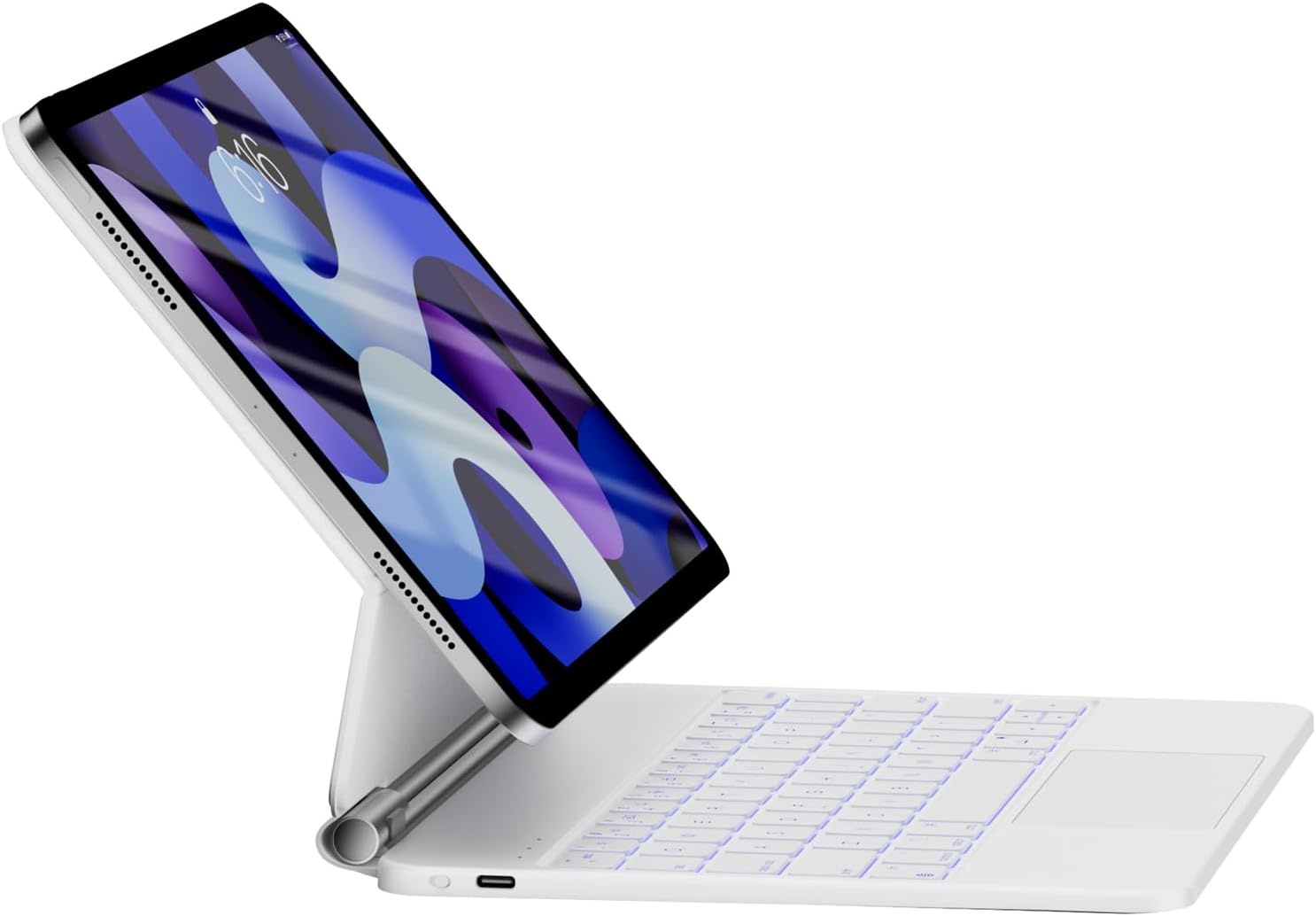 HOU Toetsenbordhoes voor iPad Air 5e, Air 4e generatie 11 inch en 11 inch iPad Pro (3e/2e/1e) generatie, drijvend magnetisch ontwerp, multi-touch trackpad, 7 kleuren achtergrondverlichting,