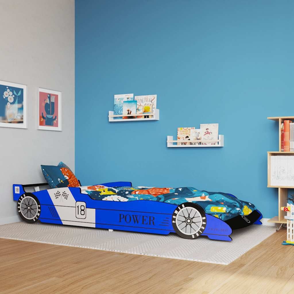vidaXL Kinderbed raceauto blauw 90x200 cm