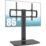 Hemudu Universele TV Standaard L - Voor TV's van 40-86 inch, In Hoogte Verstelbaar, Gehard Glazen Voet