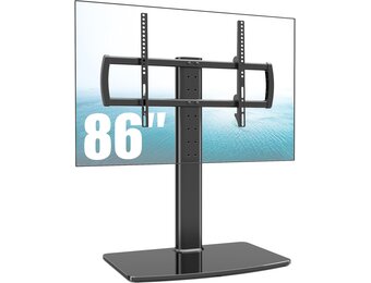 Hemudu Universele TV Standaard L - Voor TV's van 40-86 inch, In Hoogte Verstelbaar, Gehard Glazen Voet
