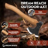 Kleine campingbijl met schede, houten handvat, outdoor survival bijl