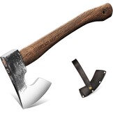 Kleine campingbijl met schede, houten handvat, outdoor survival bijl