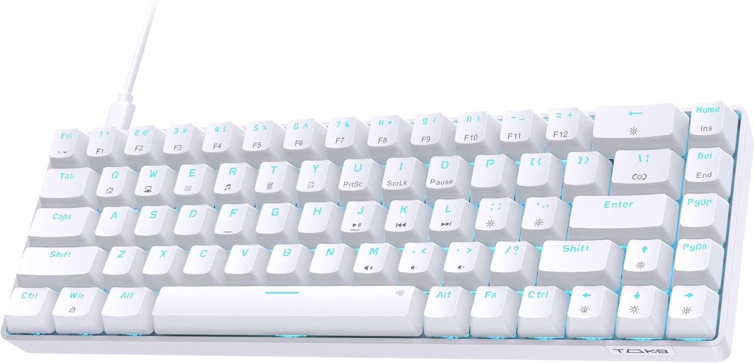 T68SE Gaming Keyboard,Mechanical Toetsenbord 60 Percent,Ultra-Compact 68 Keys Keyboard with Stand-Alone Arrow Keys,Brown Tactile Switch for Windows Laptop PC Gamer Typist - Maat Brown switch