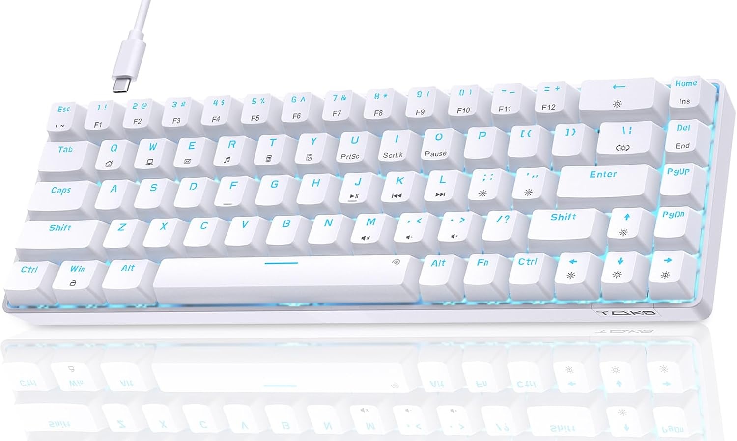 T68SE Gaming Keyboard,Mechanical Toetsenbord 60 Percent,Ultra-Compact 68 Keys Keyboard with Stand-Alone Arrow Keys,Brown Tactile Switch for Windows Laptop PC Gamer Typist - Maat Brown switch