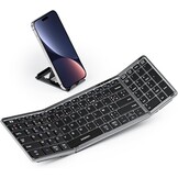 seenda Opvouwbaar Bluetooth-toetsenbord – mini-draagbaar draadloos toetsenbord met cijferblok, AZERTY, oplaadbaar, volledige grootte, voor Windows iOS Android Tablet iPad – zwart