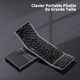 seenda Opvouwbaar Bluetooth-toetsenbord – mini-draagbaar draadloos toetsenbord met cijferblok, AZERTY, oplaadbaar, volledige grootte, voor Windows iOS Android Tablet iPad – zwart