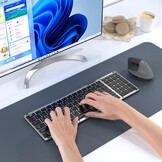 seenda Opvouwbaar Bluetooth-toetsenbord – mini-draagbaar draadloos toetsenbord met cijferblok, AZERTY, oplaadbaar, volledige grootte, voor Windows iOS Android Tablet iPad – zwart