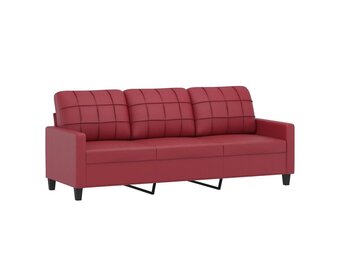 vidaXL Driezitsbank 180 cm kunstleer wijnrood