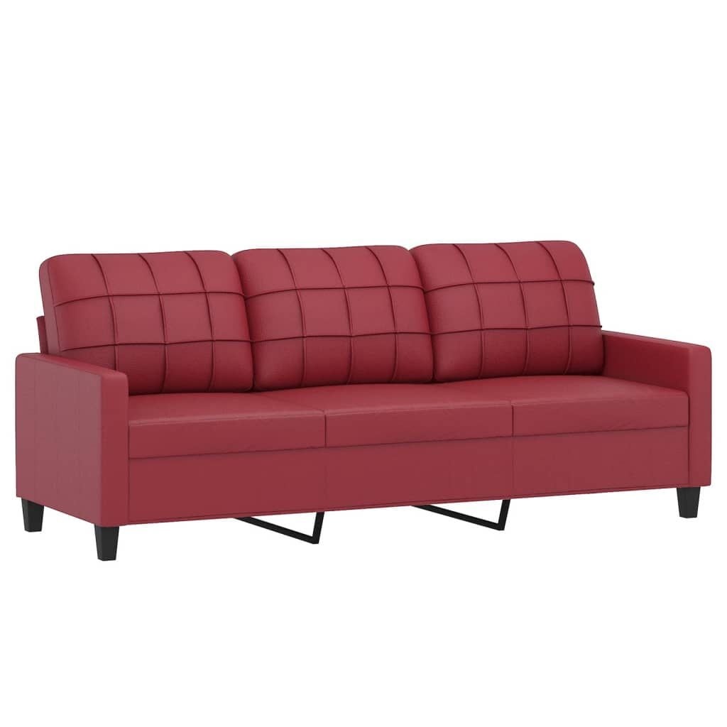 vidaXL Driezitsbank 180 cm kunstleer wijnrood