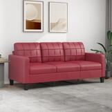 vidaXL Driezitsbank 180 cm kunstleer wijnrood