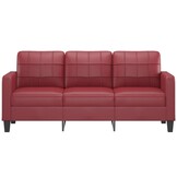 vidaXL Driezitsbank 180 cm kunstleer wijnrood