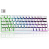 DIERYA DK63 Gaming Draadloos Toetsenbord,60% Mechanical Keyboard met Bluetooth/2,4G/Type C,Compact 63 Toetsen Linear Red Mechanisch Switch,Amerikaanse Lay-Out voor pc,Windows Mac,Wit