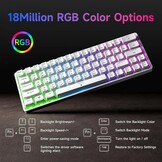 DIERYA DK63 Gaming Draadloos Toetsenbord,60% Mechanical Keyboard met Bluetooth/2,4G/Type C,Compact 63 Toetsen Linear Red Mechanisch Switch,Amerikaanse Lay-Out voor pc,Windows Mac,Wit
