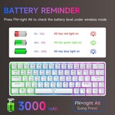 DIERYA DK63 Gaming Draadloos Toetsenbord,60% Mechanical Keyboard met Bluetooth/2,4G/Type C,Compact 63 Toetsen Linear Red Mechanisch Switch,Amerikaanse Lay-Out voor pc,Windows Mac,Wit