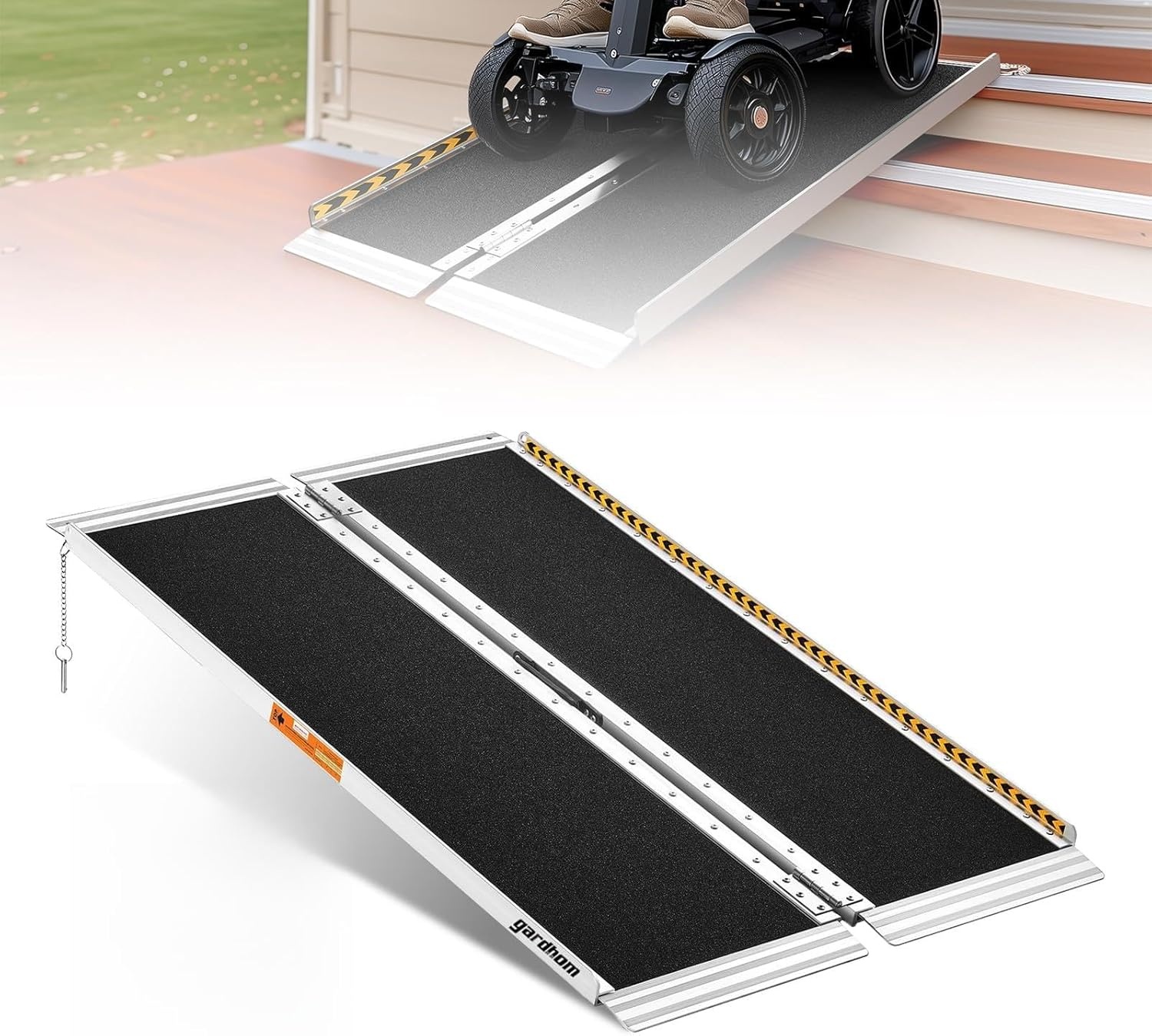 Gardhom Aluminium Rolstoeloprijplaat 122 cm - Draagbaar en Opvouwbaar met 362 kg capaciteit