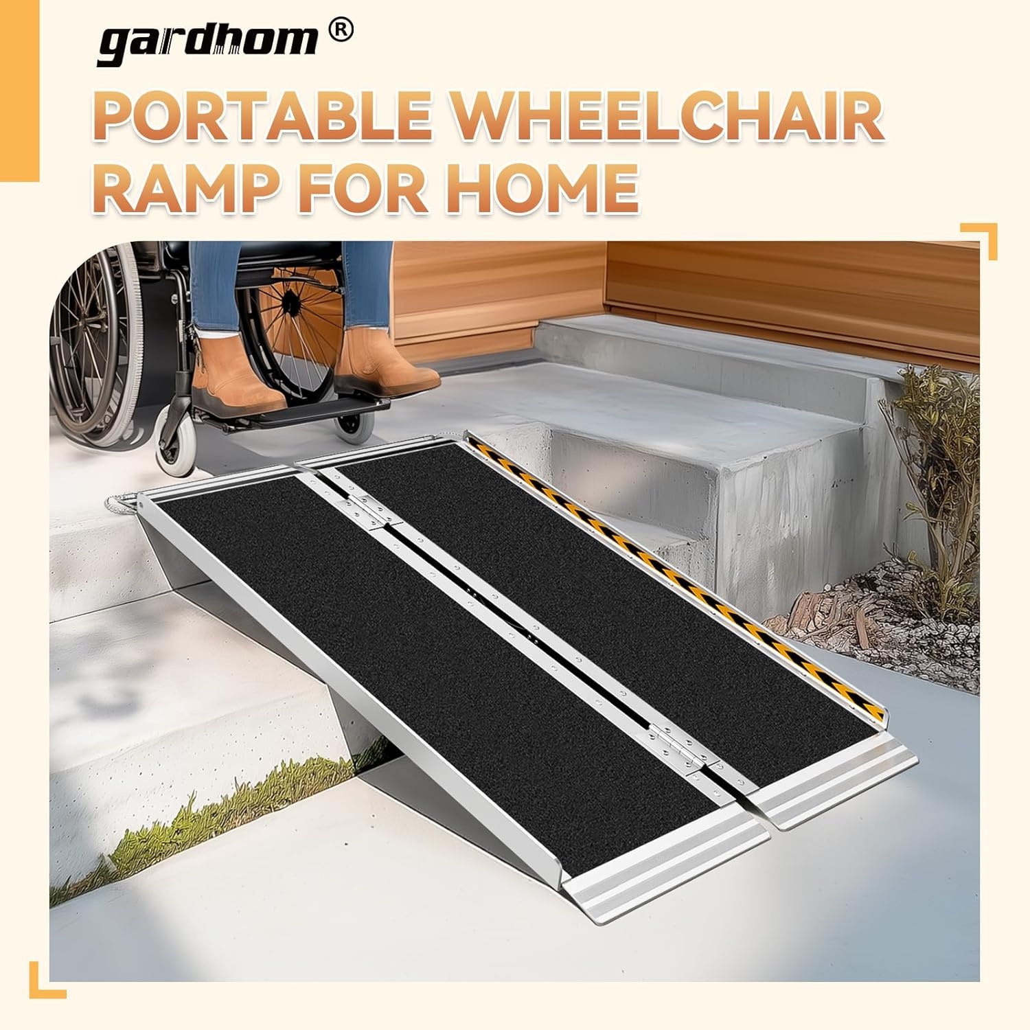 Gardhom Aluminium Rolstoeloprijplaat 122 cm - Draagbaar en Opvouwbaar met 362 kg capaciteit