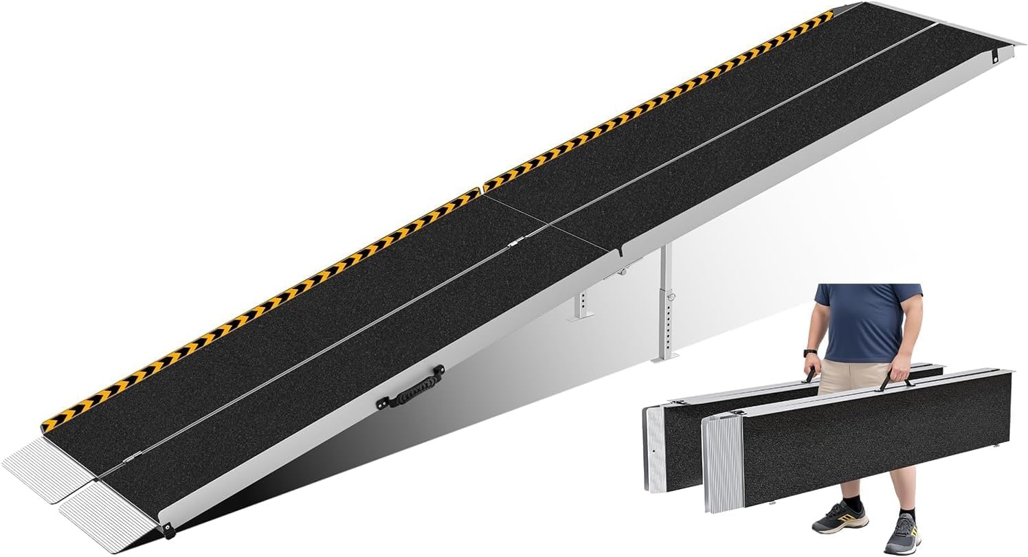 Gardhom Aluminium Rolstoeloprijplaat 122 cm - Draagbaar en Opvouwbaar met 362 kg capaciteit