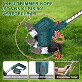 Grastrimmer met accu, accu-grastrimmer met 4 bladtypes, 4-in-1 bosmaaier, elektrische grastrimmer, 90° draaibare kop, voor gazon en tuin (zonder accu, zonder oplader)