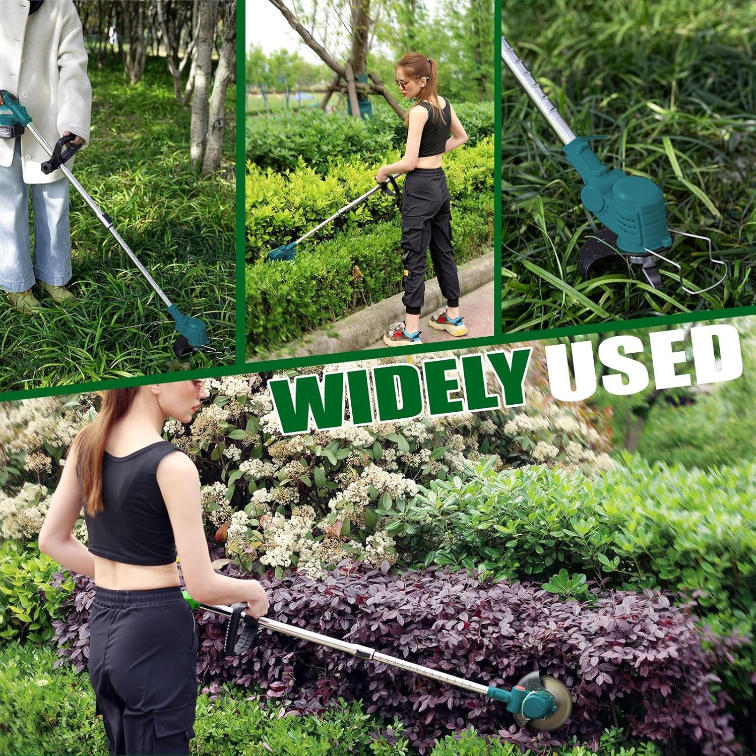 Grastrimmer met accu, accu-grastrimmer met 4 bladtypes, 4-in-1 bosmaaier, elektrische grastrimmer, 90° draaibare kop, voor gazon en tuin (zonder accu, zonder oplader)