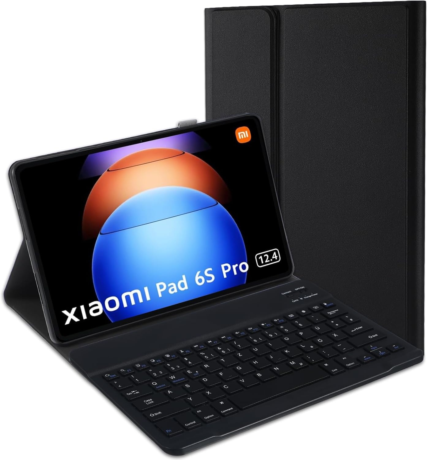 Hoes met QWERTZ Toetsenbord voor Xiaomi Pad 6s Pro 12.4 Inch (Zwart, 77% Korting)