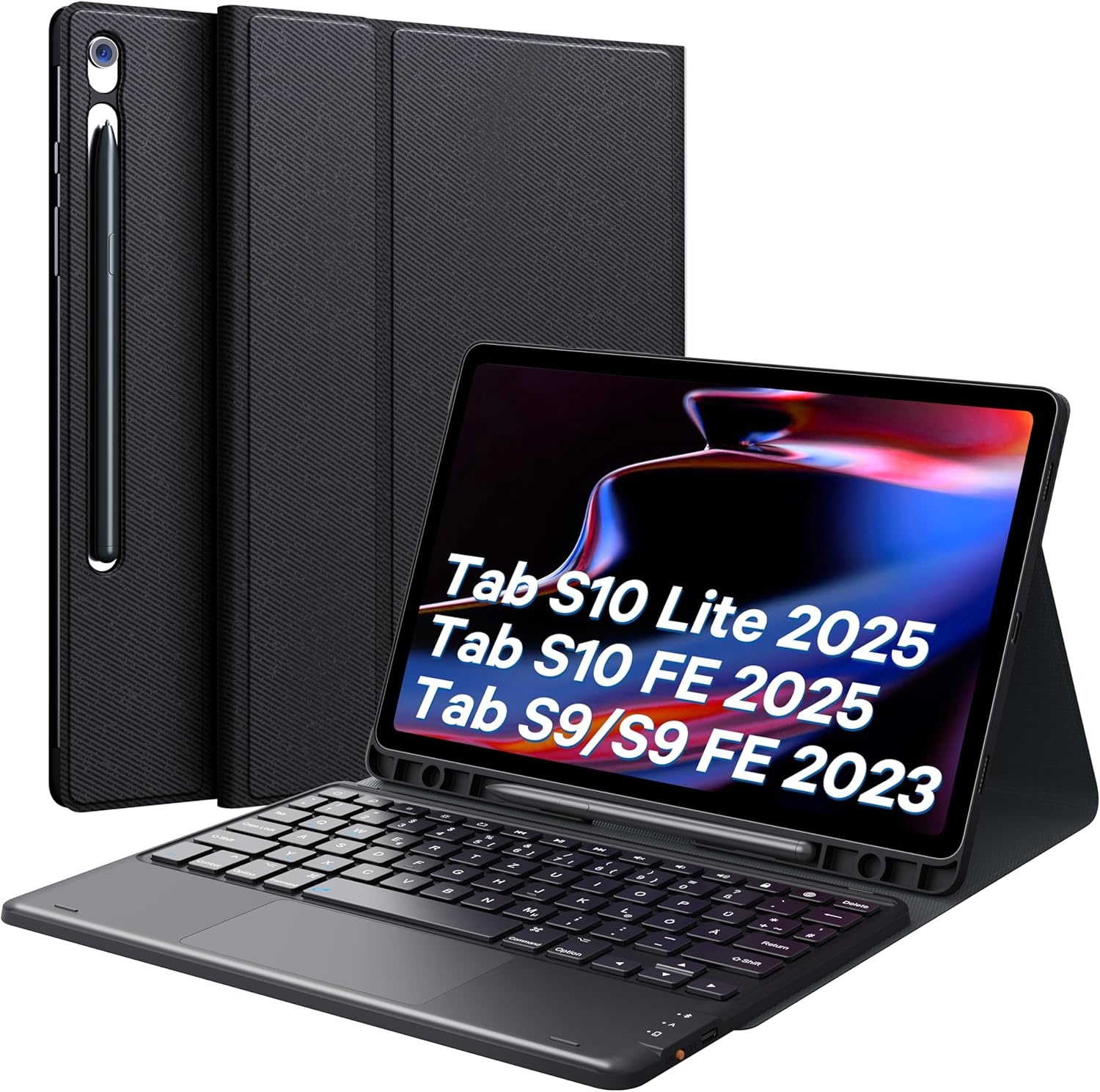 Earto Toetsenbordhoes met Touchpad voor Samsung Galaxy Tab S9 (Zwart)