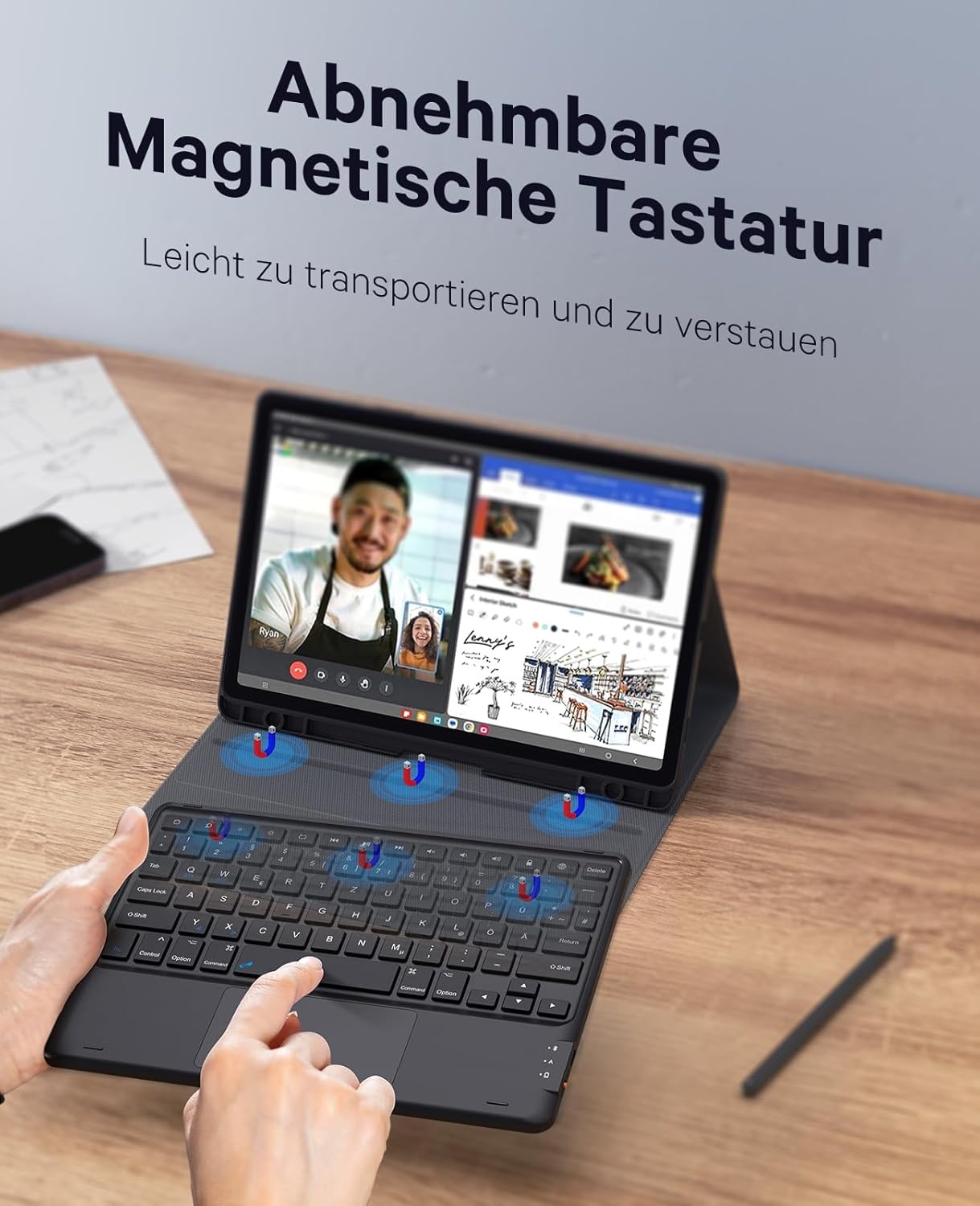 Earto Toetsenbordhoes met Touchpad voor Samsung Galaxy Tab S9 (Zwart)