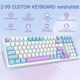 E-Yooso Z99 Creamy Mechanisch toetsenbord, 96% Creamy, bedraad, gasketstructuur met geluidsdempend schuim, voorgeoliede lineaire schakelaars, led-verlichting, 99 toetsen, Custom Gaming toetsenbord,
