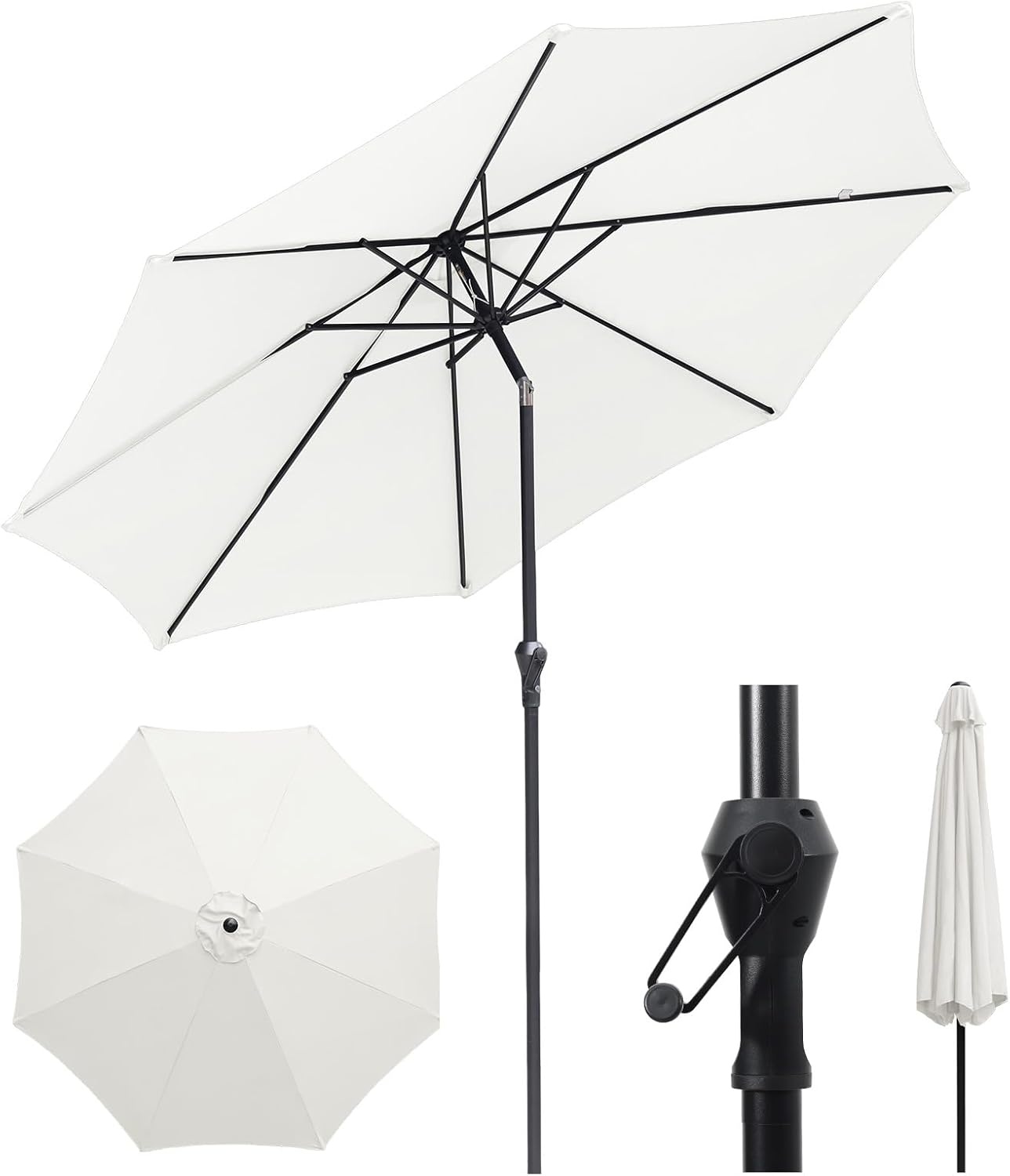 Sekey® Aluminium parasol, Ø 270 cm, marktscherm, tuinparasol, terrasparasol, rond, zonwering UV50+