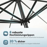 Sekey® Aluminium parasol, Ø 270 cm, marktscherm, tuinparasol, terrasparasol, rond, zonwering UV50+