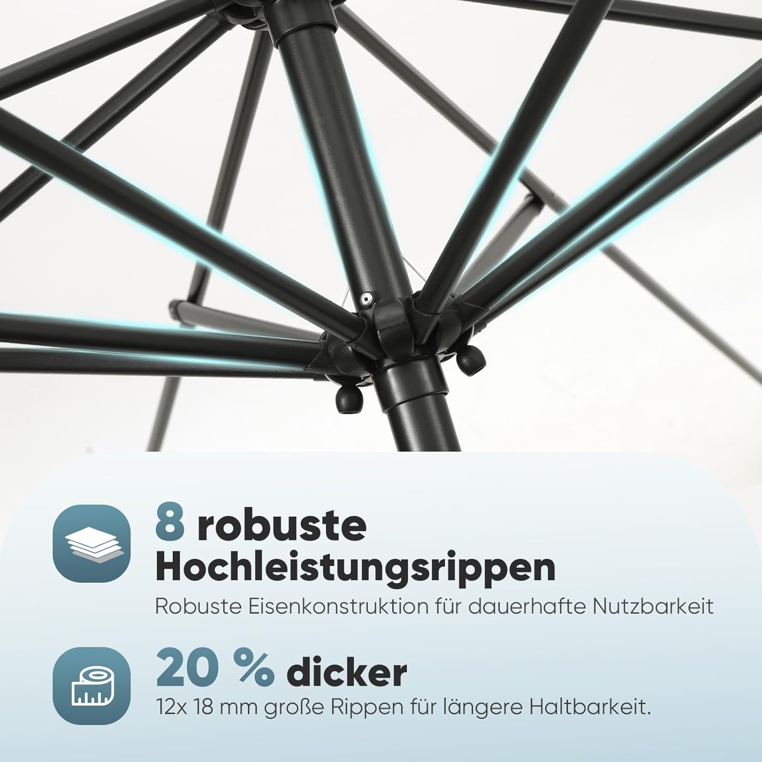 Sekey® Aluminium parasol, Ø 270 cm, marktscherm, tuinparasol, terrasparasol, rond, zonwering UV50+