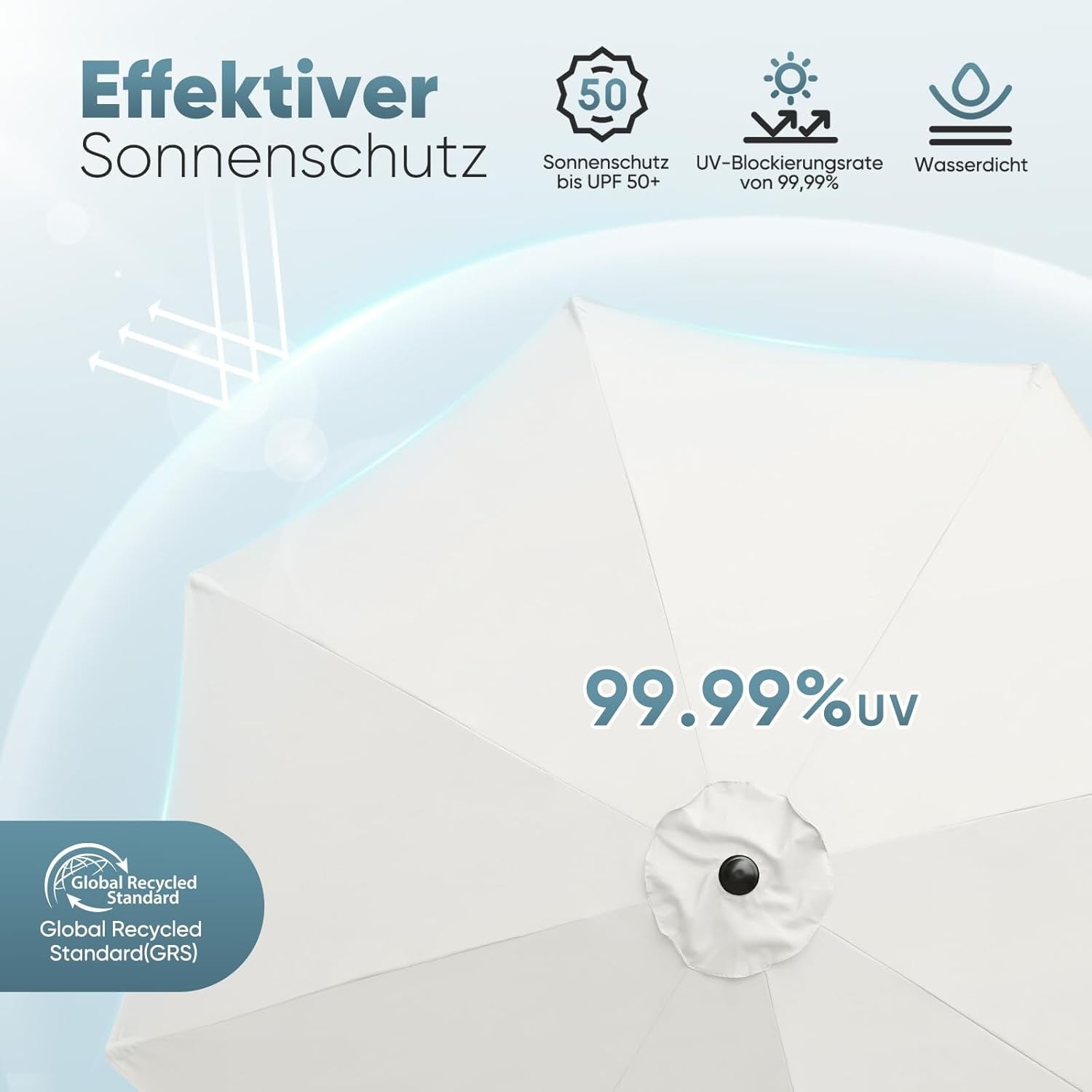 Sekey® Aluminium parasol, Ø 270 cm, marktscherm, tuinparasol, terrasparasol, rond, zonwering UV50+