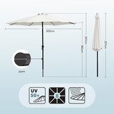 Sekey® Aluminium parasol, Ø 270 cm, marktscherm, tuinparasol, terrasparasol, rond, zonwering UV50+