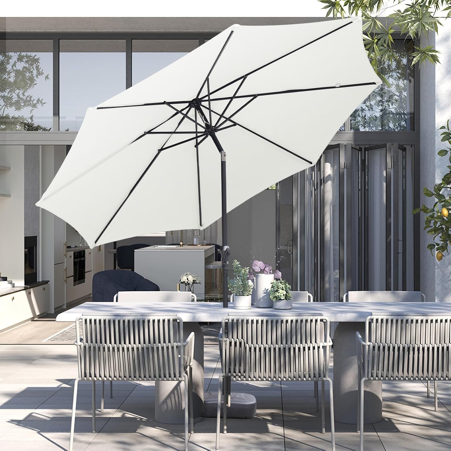 Sekey® Aluminium parasol, Ø 270 cm, marktscherm, tuinparasol, terrasparasol, rond, zonwering UV50+
