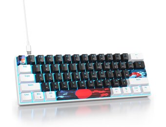 60% Mechanical Gaming Keyboard, 61 Keys with Linear Red Switch, Wired Mechanical Keyboard with LED Backlight, Compact Keyboard with Type C Cable, for PS5/PS4 (61 Black)