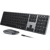 seenda Toetsenbord en muis, draadloos, multi-apparaat, USB & bluetooth-toetsenbord, muisset voor pc, oplaadbaar, ultradun draadloos toetsenbord met muis voor Windows/Mac OS/Android, QWERTZ-lay-out
