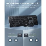 seenda Toetsenbord en muis, draadloos, multi-apparaat, USB & bluetooth-toetsenbord, muisset voor pc, oplaadbaar, ultradun draadloos toetsenbord met muis voor Windows/Mac OS/Android, QWERTZ-lay-out