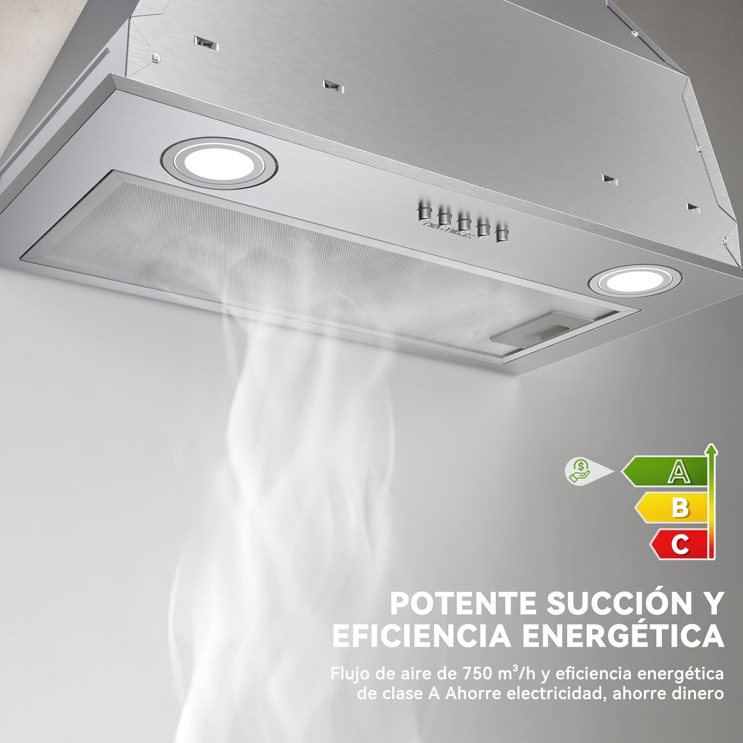 Hermitlux Afzuigkap 52cm Inbouw, afvoerlucht/recirculatiemodus，750 m³/h afzuigkappen, LED-verlichting